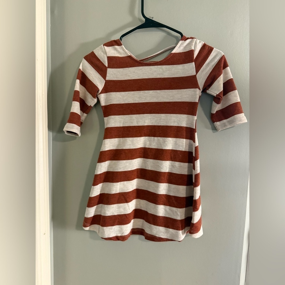 Hayden Girls Cream and Orange A-Line Dress with Raglan Sleeves